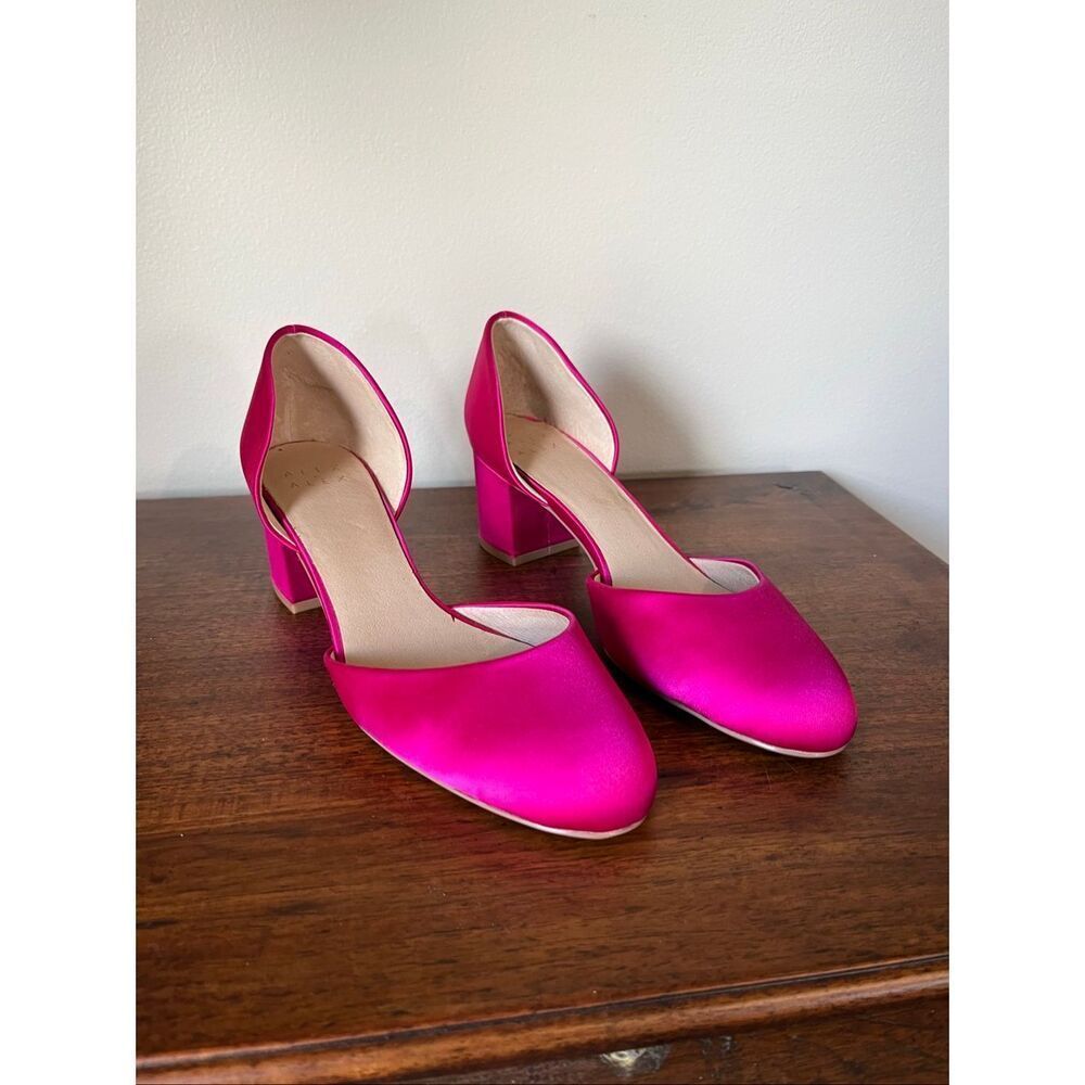 Alex + Alex Fuchsia Satin Block Heel Pumps D’Orsay Pink Size 8